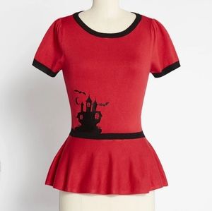 ModCloth x Collectif Knit Peplum Halloween Top